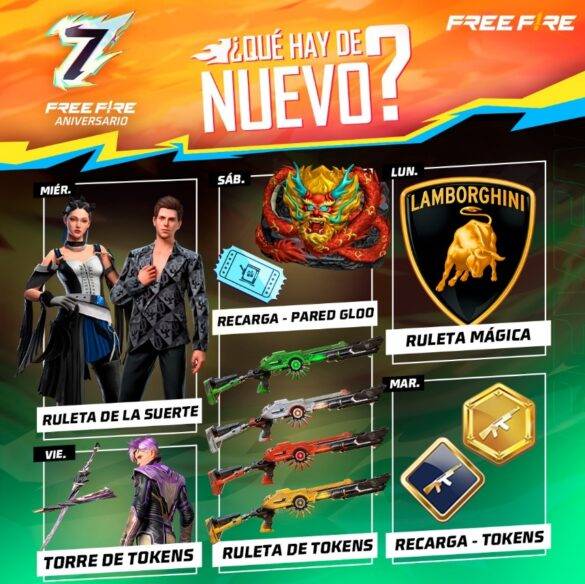 Agenda semanal free fire del 19 junio al 25 de junio