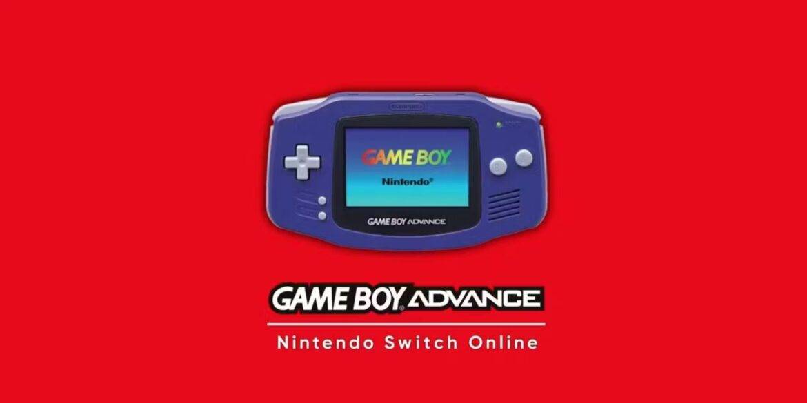 Game Boy Advance mostrando el logo de Game Boy en la pantalla, con el texto "Nintendo Switch Online" en la parte inferior