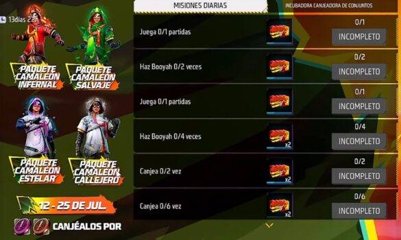 Misiones diarias de Free Fire y recompensas del evento de aniversario