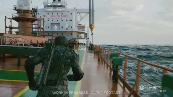 Captura de gameplay de Black State en un carguero