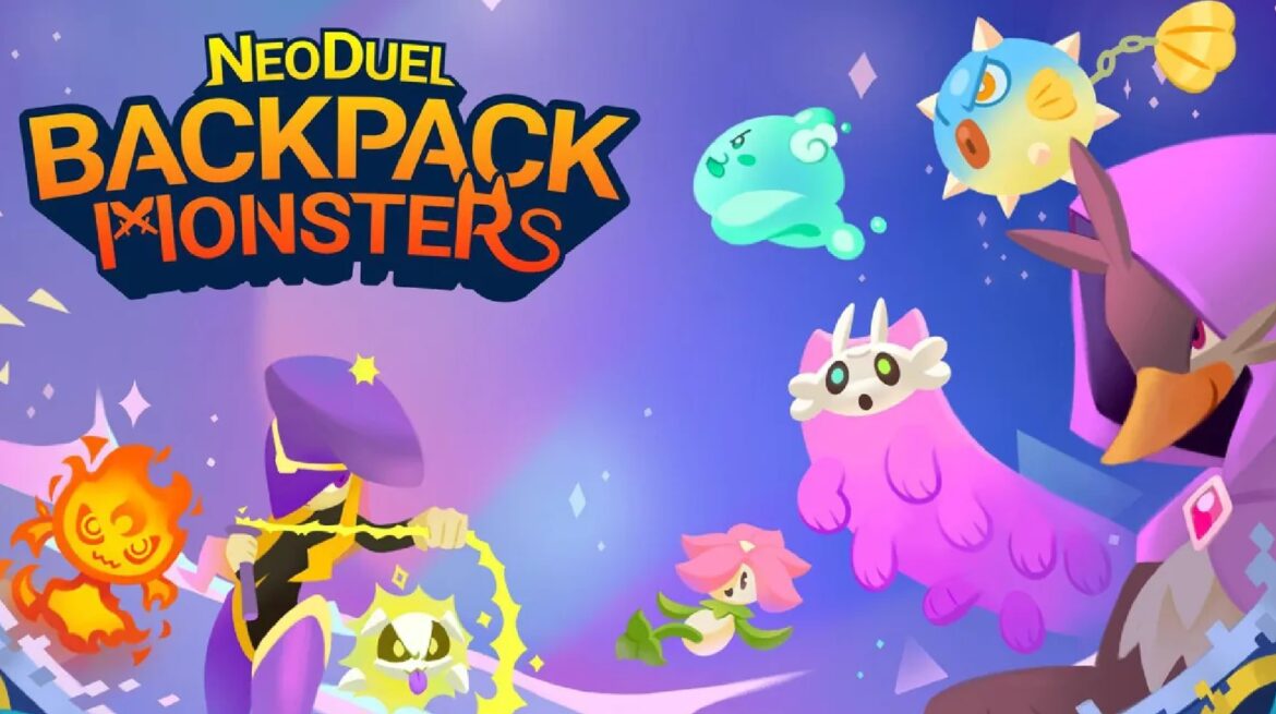 Captura de pantalla de NeoDuel Backpack Monsters mostrando fusión de Cosmions en la mochila.