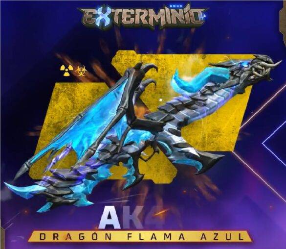 AK Dragón Flama Azul en Free Fire, skin de dragón con poderosas mejoras de daño y velocidad
